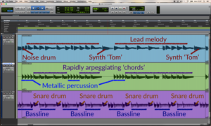 Figure 1: Multiplexing drums and percussion in Rob Hubbard’s Commando